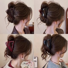チョコレートブラウン三角ヘアクリップミディアムグリップクリップ女性用シンプルアンコラハイエンド後頭部サメクリップヘアアクセサリー