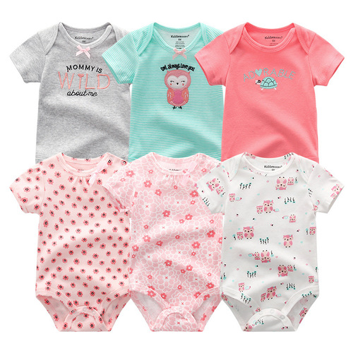 Baby jumpsuit, pure cotton crawling suit, breathable baby clothes, air-conditioned clothes, short-sleeved newborn clothes, six-piece set