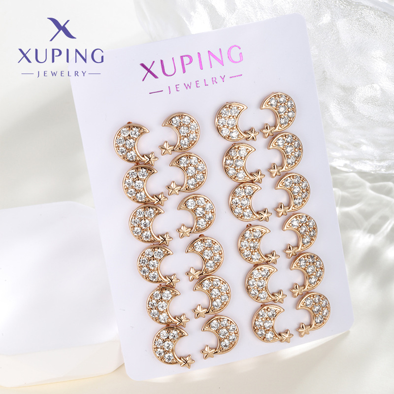 Xuping comercio exterior transfronterizo joyería de moda dorada auriculares lujosas sensación alta una tarjeta de otoño y invierno 6 pares de 12 pares de pendientes para mujeres
