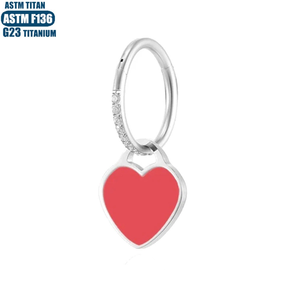 F136 Titanium Alloy Heart Zircon Earring Piercing Jewelry - Gold Pink 1.2x12mm detail image 7