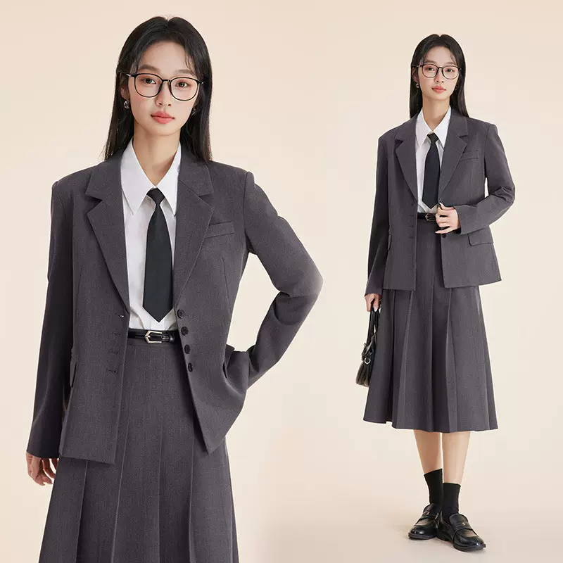 学院风西装百褶裙套装女春秋2025新款春季穿搭一整套高级感职业装