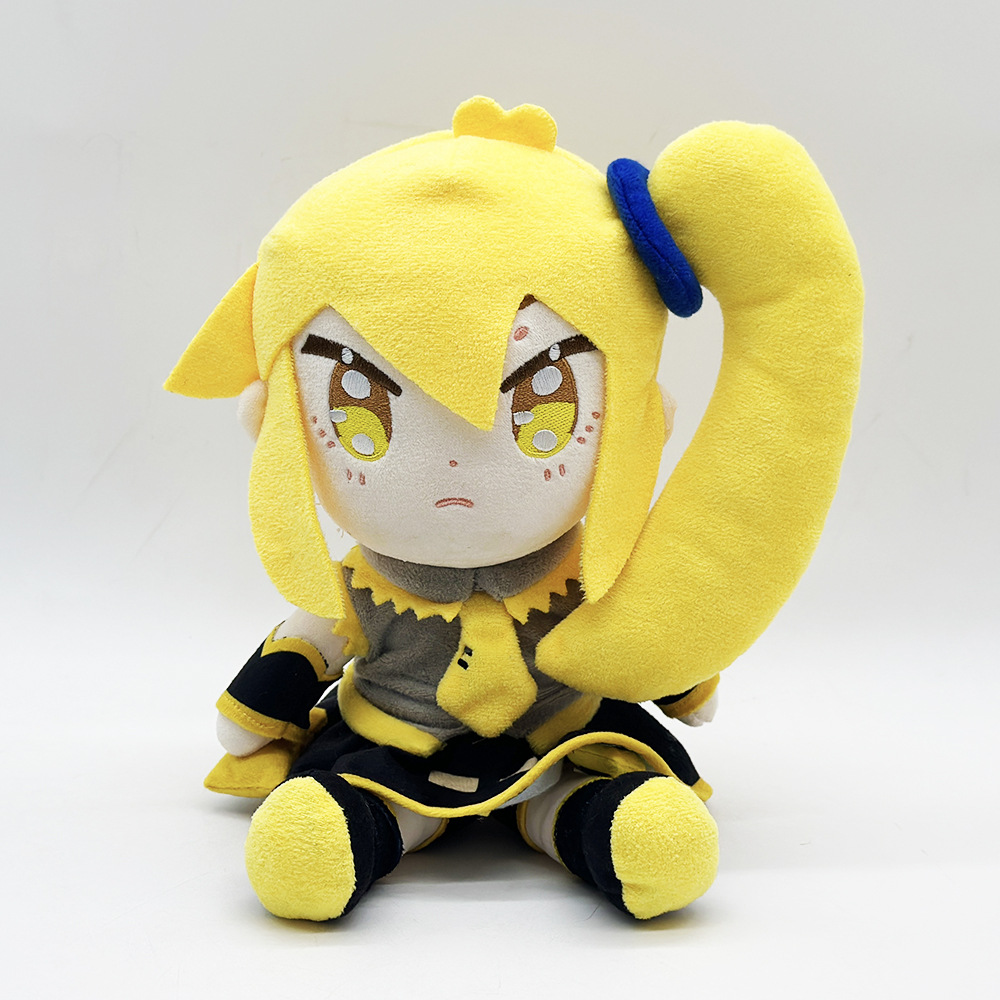 跨境新品Neru Akita Neru Plush单辫子黄头发女孩毛绒公仔玩偶
