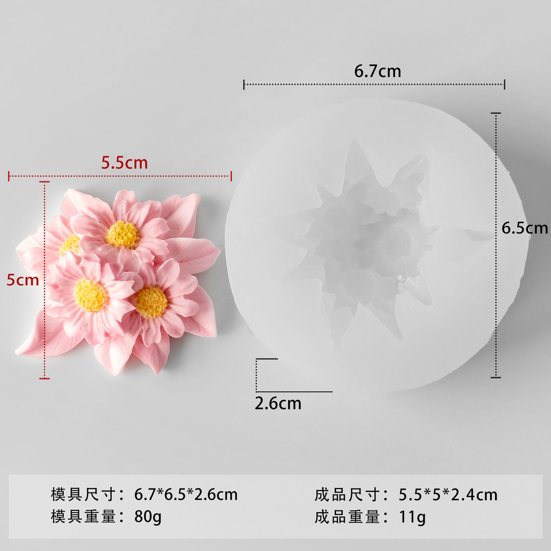 Jiahuimei flor aromaterapia vela molde de silicona DIY pétalo fragancia piedra hecha a mano jabón yeso epoxi herramienta abrasiva