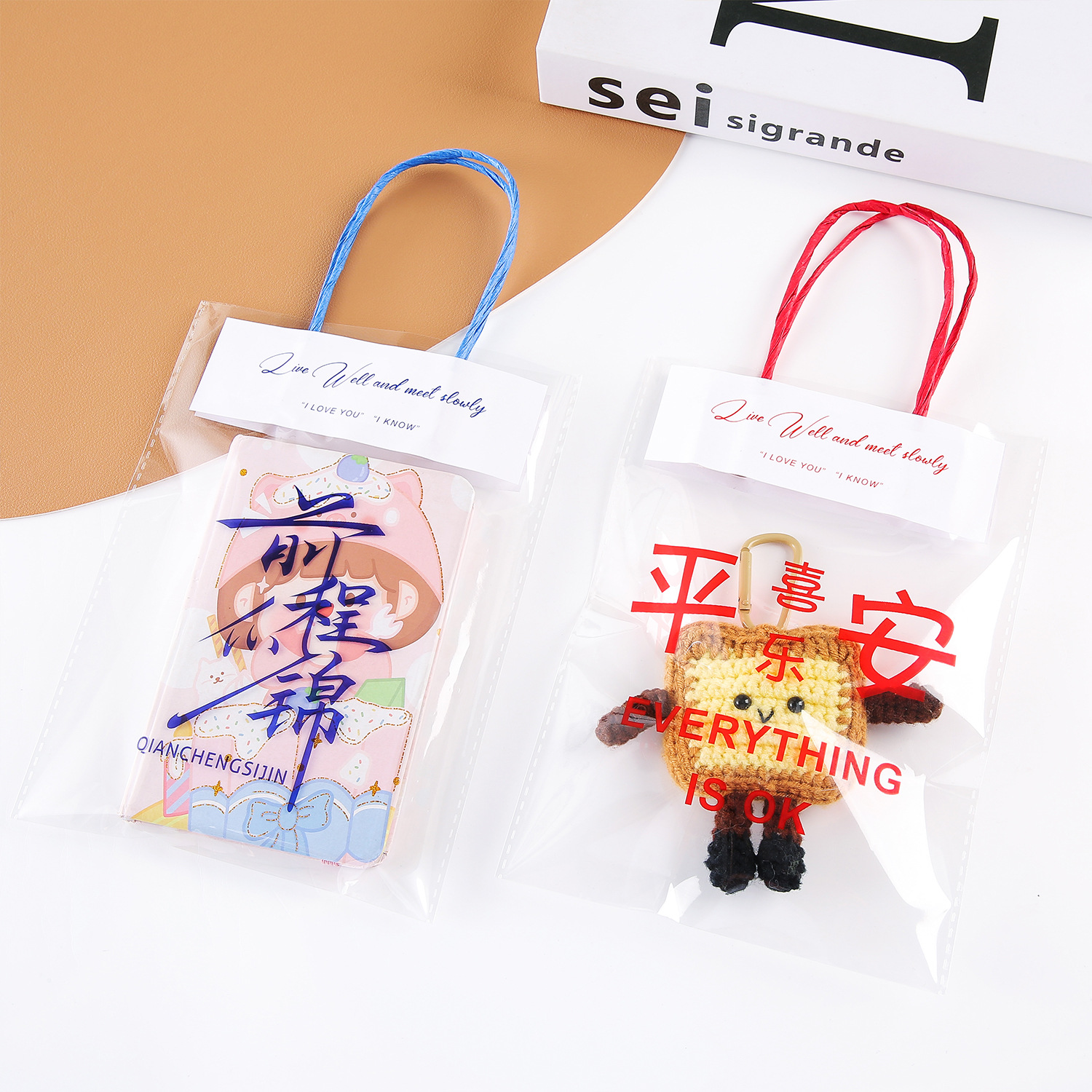 Bolsas de embalaje de texto de bendición transparente creativa, bolsas de regalo lindas, bocadillos, bolsas de embalaje de plástico, bolsos al por mayor