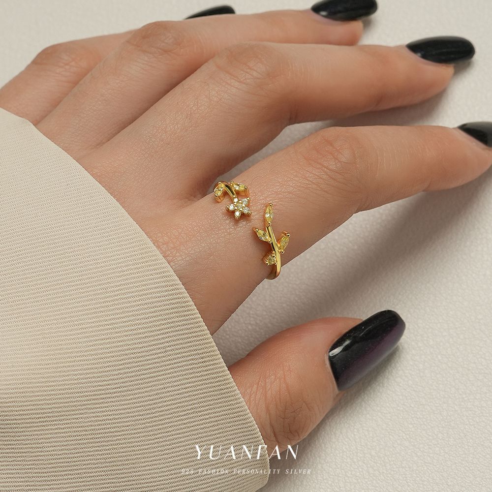Electroplated Gold Plating Process 1 Piece 925 Sterling Silver Colorful Flower Zircon Electroplated Rings