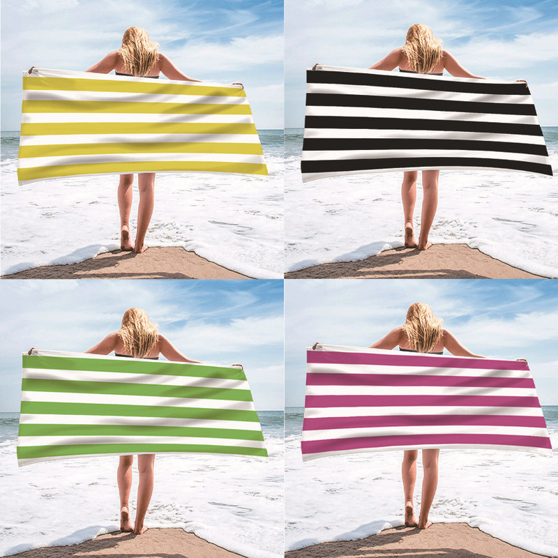 Foreign trade single-sided velvet beach towel microfiber beach bath towel personalized striped pattern towel bath towel summer beach