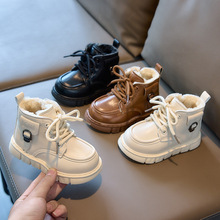 外贸秋冬新款儿童雪地靴加绒保暖棉鞋男童小黄靴女童大棉马丁靴