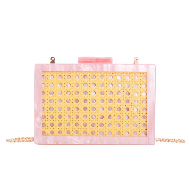 Comercio exterior transfronterizo damas nueva moda de fiesta de caña bolsa acrílica bolsa de cena de hombro único bolsa de mano de banquete inclinada
