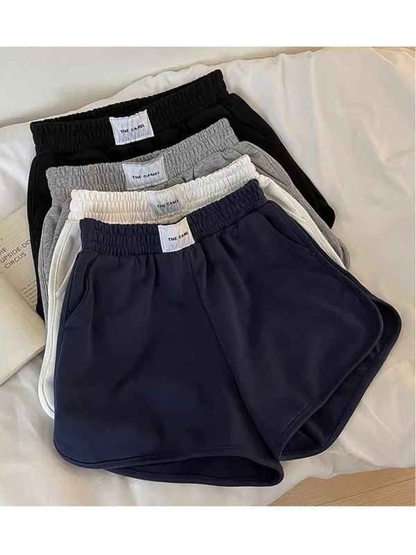 Sports Style Shorts Foreign Trade Women's Summer New Loose Solid Color Home Casual Pants High Waist Wide Leg Shorts Hot Pants