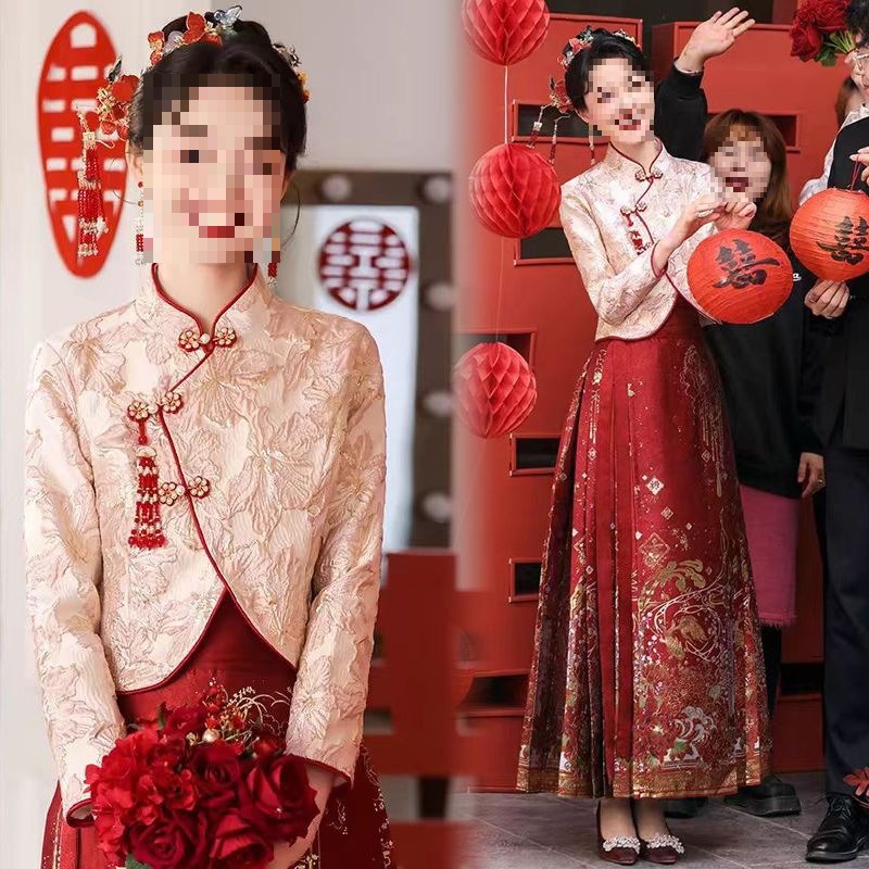 Plus Size Fat Women's Horse-Faced Skirt Suit Spring and Autumn New Style Petite Toast Suit Bride-Like Engagement Suit