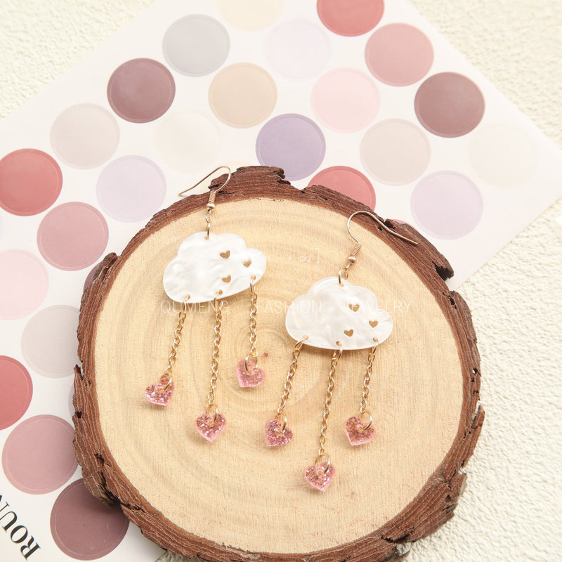 11g Weight Iron Ear Needle Material Drop Earrings Classification 1 Pair Quantity Casual Occasion Acrylic Material Heart Shape Pattern Women's Gender Simple Style Style 1 Pair Simple Style Heart Shape Arylic Drop Earrings 8