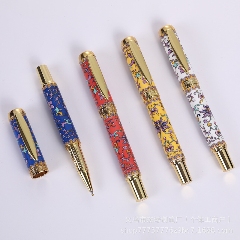 High-Quality Chinese-Style Blue and White Porcelain Signature Pen with Heat Transfer Color Paint, Business Gift Ceramic Pen, Can Be Printed with Logo