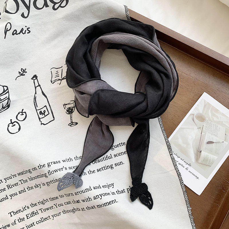 Soporte para bufandas personalizadas bufandas de seda mujeres moda coreana versátil decoración de algodón y lino de color sólido bufandas de seda correa de pelo