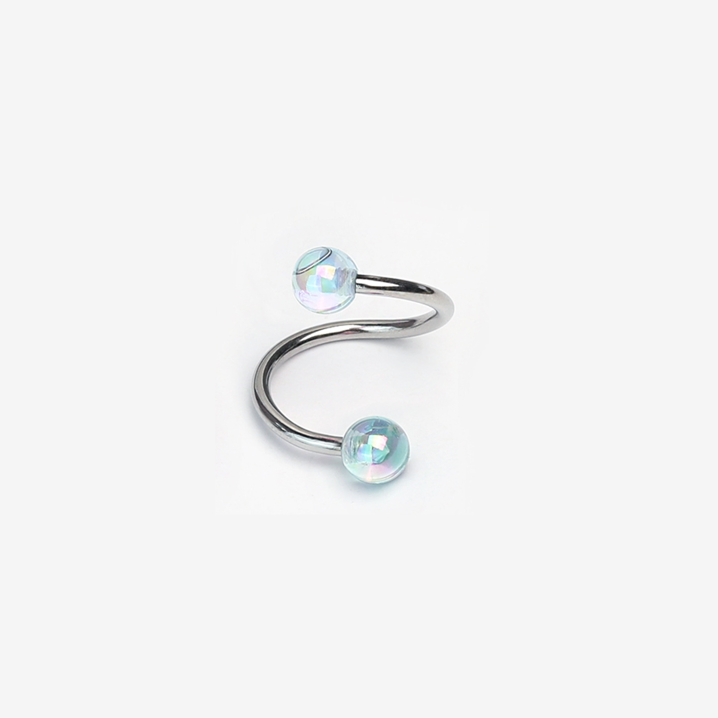 Iridescent Gradient Laser Lip Ring S-Shaped Acrylic External Thread S-Ring Lip Stud Ear Cartilage Ring Hot Girl European and American Piercing Jewelry detail image 7