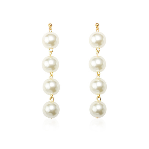 Cross-border best-selling long tassel pearl earrings for women, personality and temperament, creative geometric heart-shaped earrings, European and American earrings