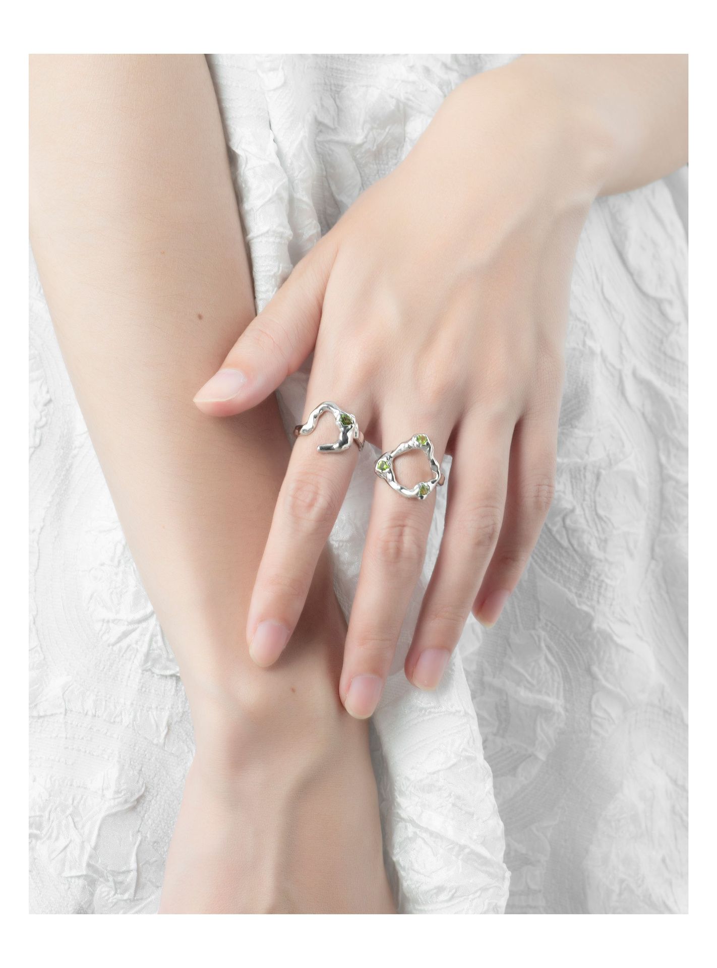 INS Style Geometric Copper Plating Zircon Rings 1 Piece