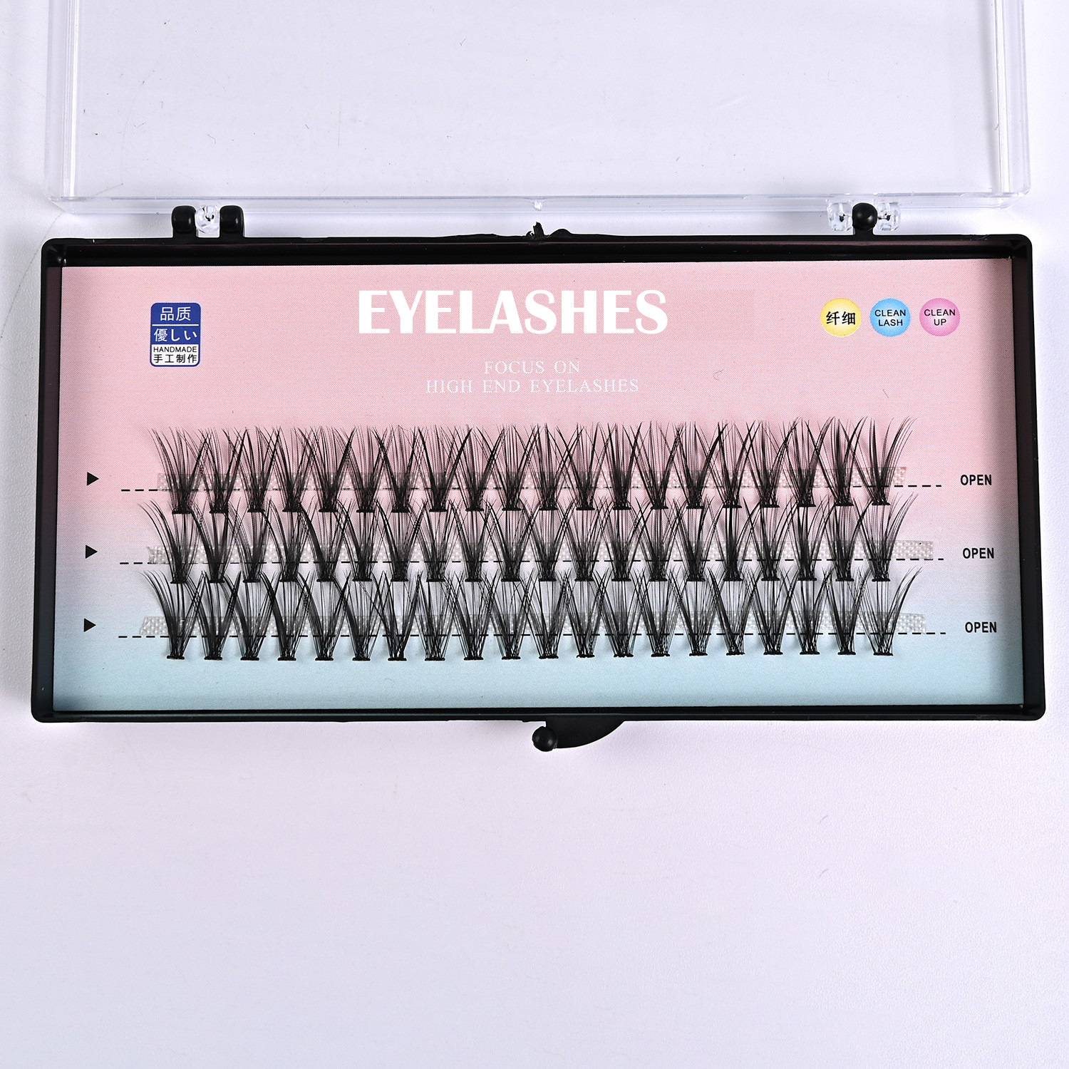 Pestañas postizas de cabello de cabello de fusión en caliente 20P30P transfronterizas, pestañas postizas de cabello de cabello de color rosa, pestañas tridimensionales naturales, pestañas tridimensionales gruesas