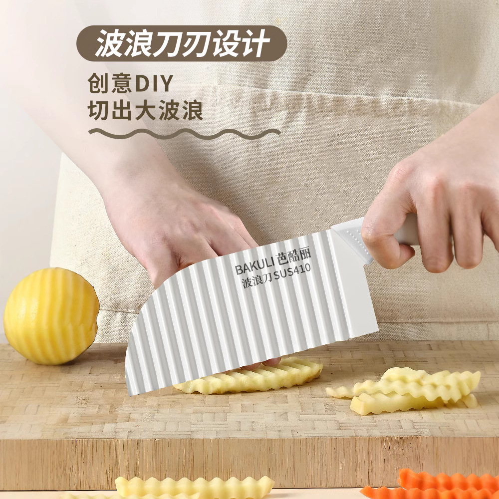 Cuchillo de cocina ondulado patatas fritas cuchillo de cocina dientes de lobo cuchillo de patatas ondulado cuchillo comercial de corte de verduras set de lujo