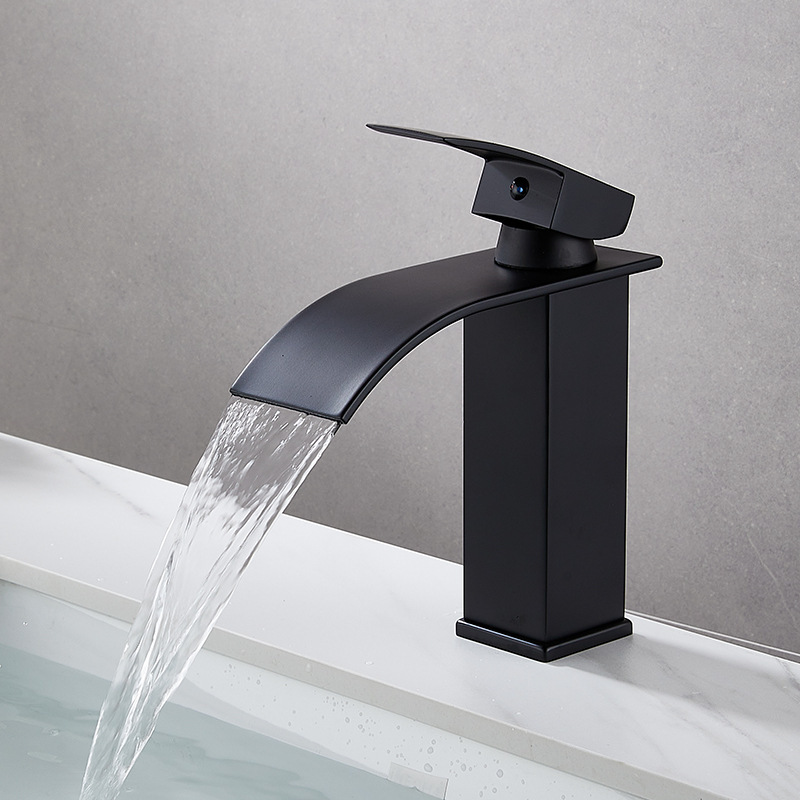 Waterfall basin, faucet, hot and cold, all-copper washbasin, washbasin, bathroom cabinet, black bathroom countertop basin, cross-border undefined