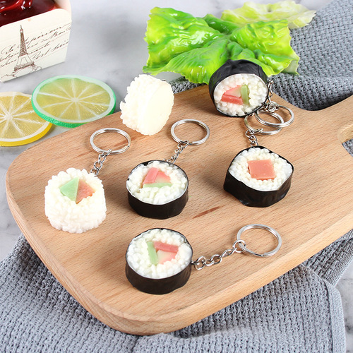 Simulated Japanese seaweed and seaweed rice balls, sushi food keychain pendant, creative food toy model street stall night market
