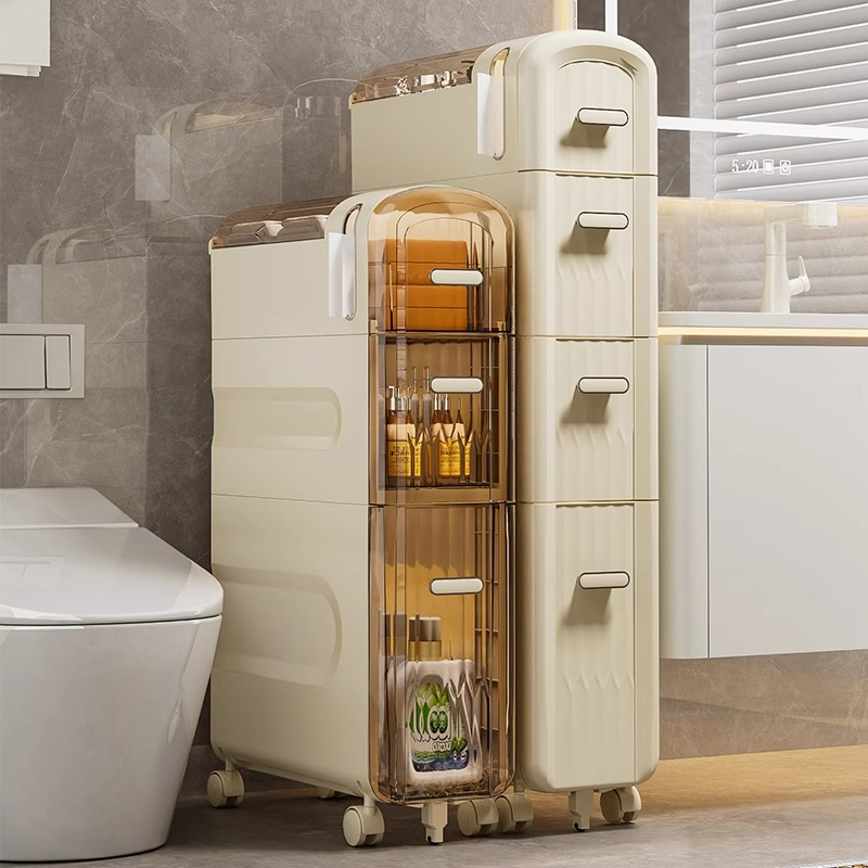 Bathroom gap storage cabinet drawer type household toilet narrow slot plastic storage cabinet bathroom gap shelf