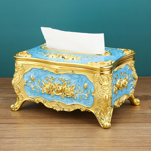 European-style tissue box for home living room, creative lightweight luxury tissue box, napkin box for restaurant, hotel, KTV decoration