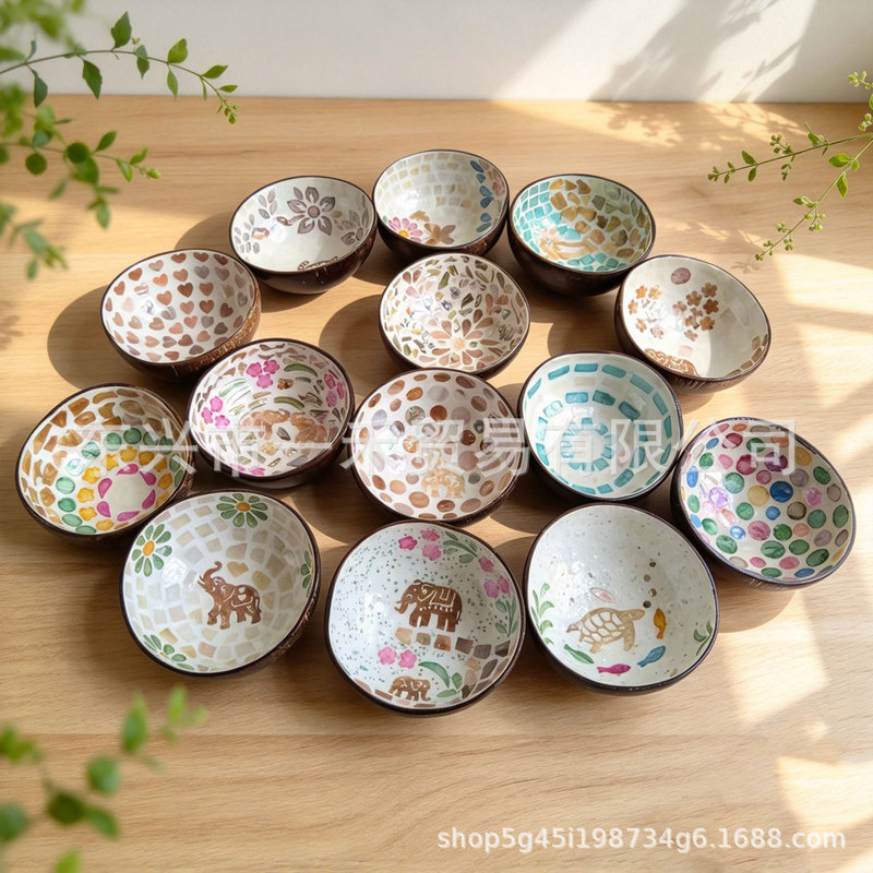 Wholesale Shell Coconut Bowl Entrance Key Storage Bowl Dried Fruit Melon Seed Bowl Hotel Front Desk Candy Storage Bowl Decoration