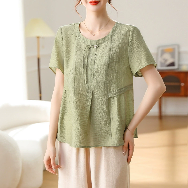 Мама с короткими рукавами новая мягкая, легкая, легкая, легкая, легкая, толстая мама, толстая мама, топ среднего и пожилого возраста