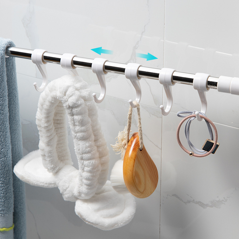 批发吸盘式免打孔毛巾架可伸缩转角挂杆浴室卫生间吸壁墙挂钩置物
