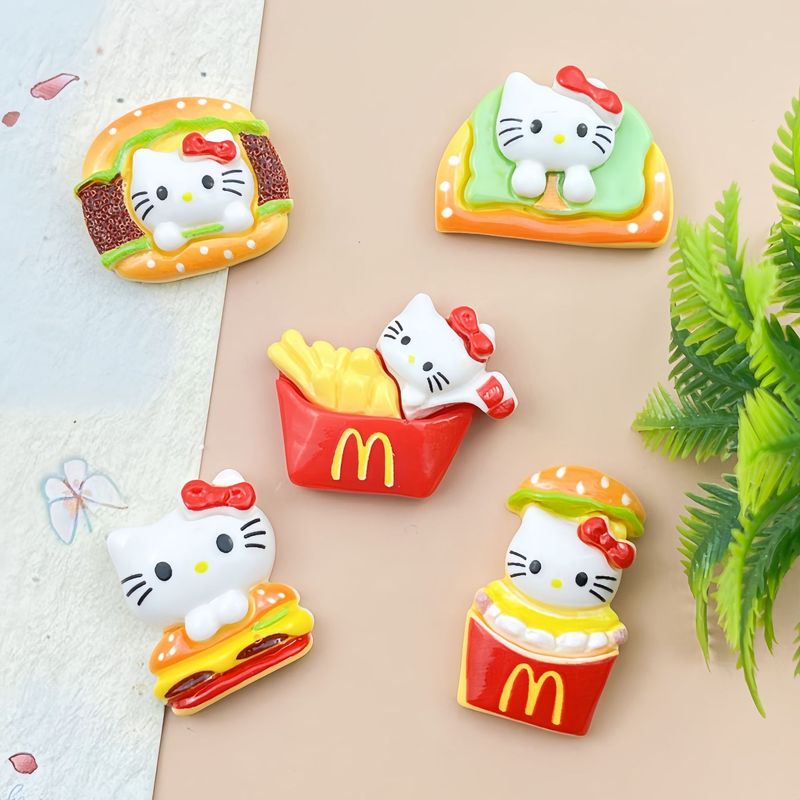 可爱薯条小猫树脂配件饰品手工diy手机壳钥匙扣冰箱贴发夹饰品材|undefined
