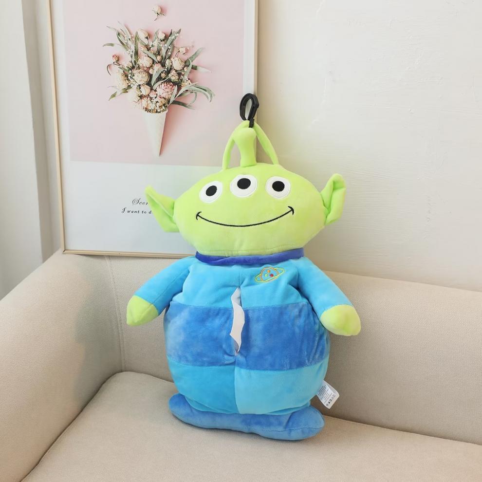 Cute Cartoon Buzz Lightyear Tissue Holder Car-Mounted Hanging Tissue Cover Car Interior Decoration Plush Tissue Dispenser