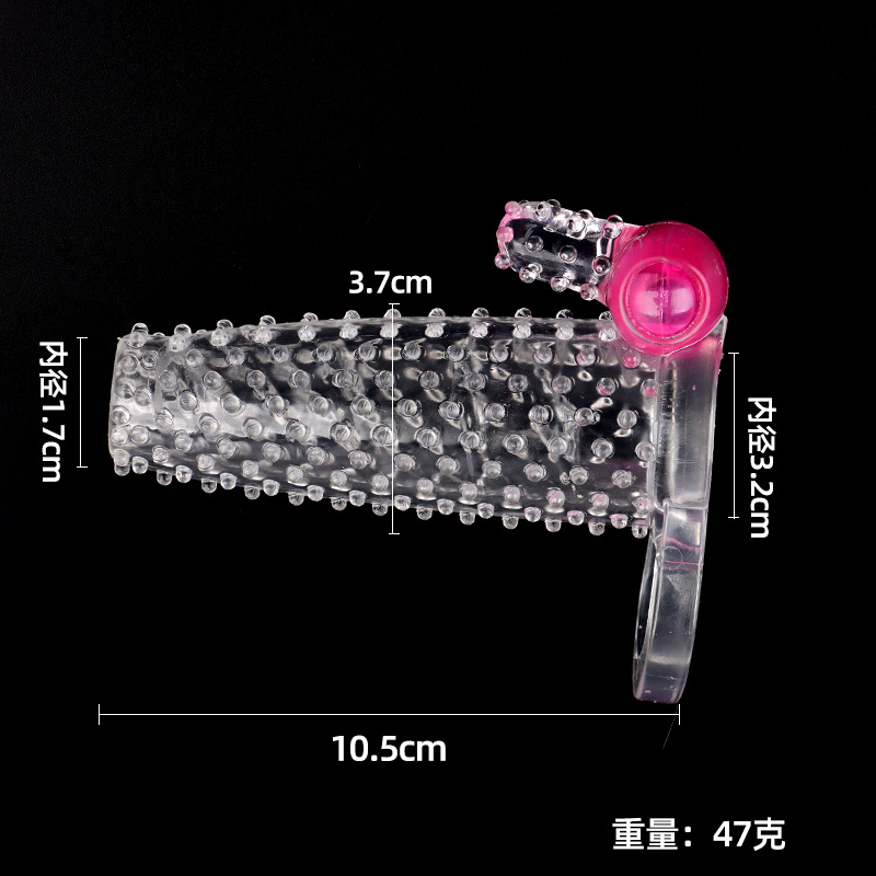 Vibrating Wolf Tooth Condom Sleeve, Spiked Textured TPE Ring, Transparent Non-Vibrating Variant — detail image 1