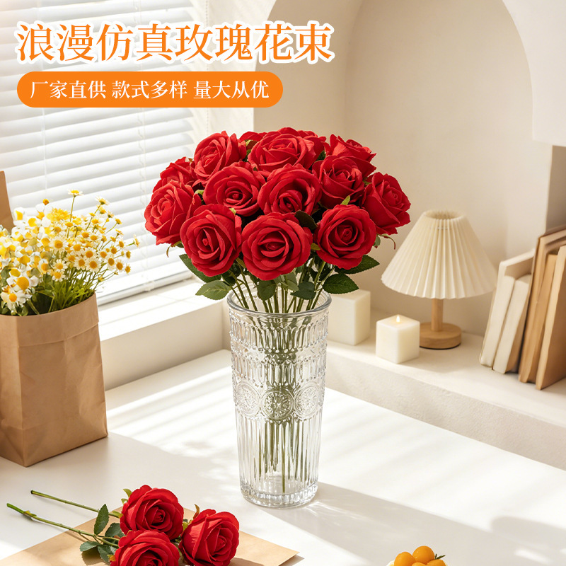 Artificial Flower Bouquet, Single Artificial Rose, Wedding Decoration, Hand-Held Flower, Home Living Room Artificial Flower Arrangement Artificial Flower Bouquet, Single Artificial Rose, Wedding Decoration, Hand-Held Flower, Home Living Room Artificial Flower Arrangement