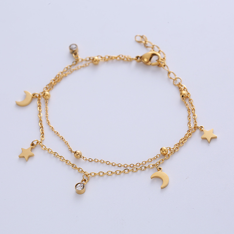 Sweet Star Moon Titanium Steel Bracelets Plating Inlay Zircon Stainless Steel Bracelets