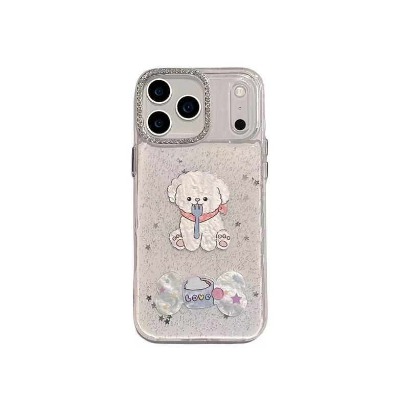 滴胶立体小狗适用iPhone17Promax手机壳苹果16卡通闪粉保护套|undefined