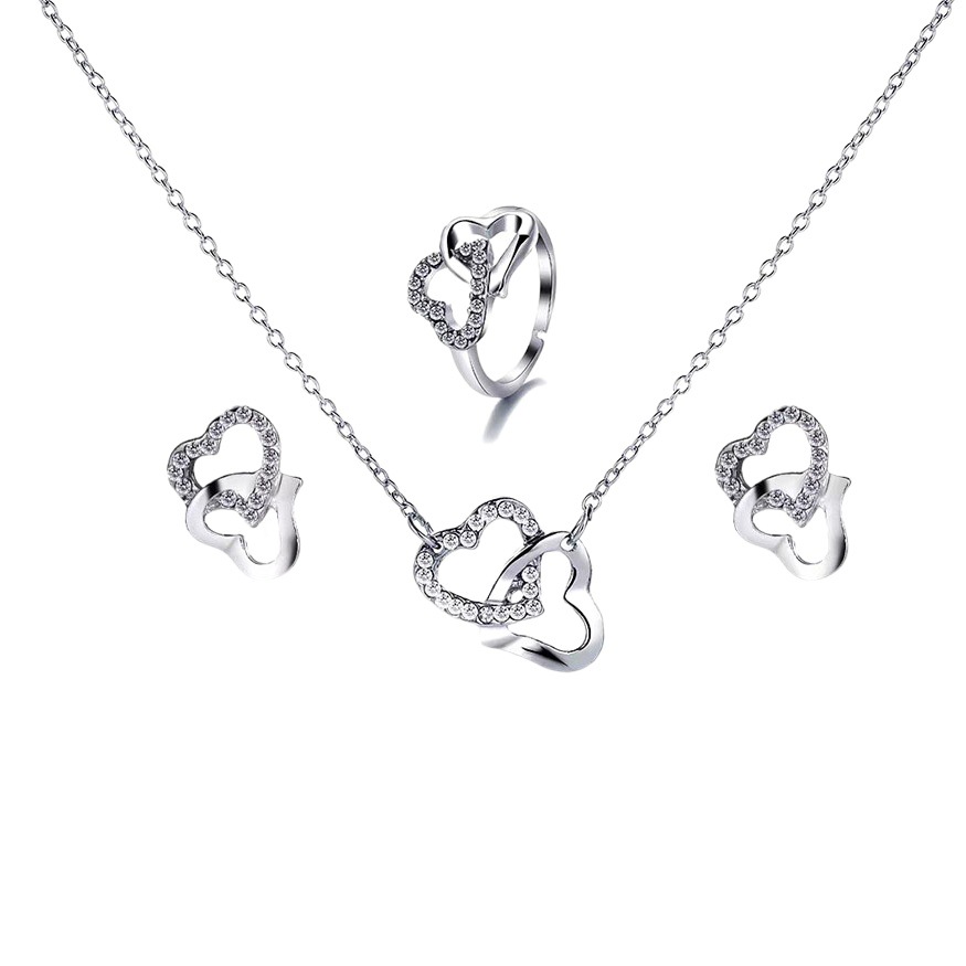 Regalo creativo traje europeo y americano simple señoras desgaste todo partido doble amor joyería collar pulsera oído espárragos pulsera