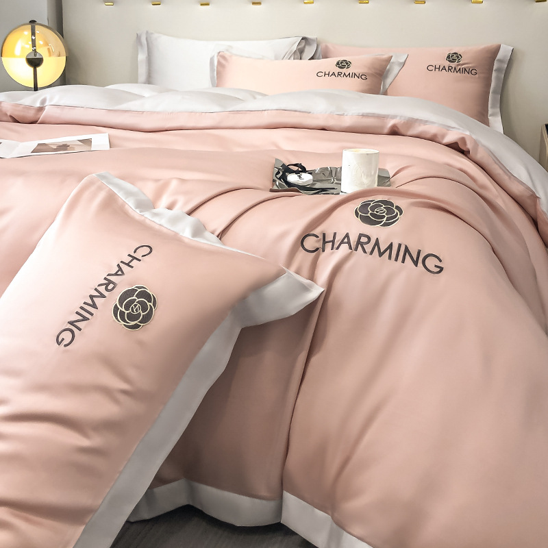 Cuatro piezas de seda de hielo de verano seda lisa cama cama de lujo ligera cama de lujo cama de tres piezas de verano
