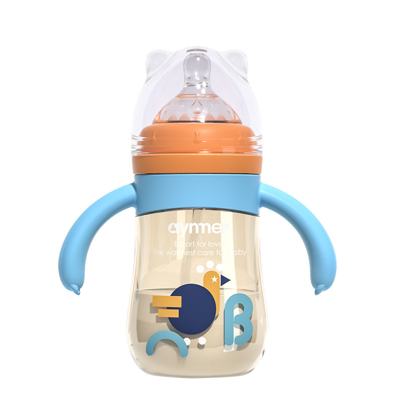 工厂定制批发PPSU材质婴儿宽口径奶瓶防胀气定制大宝宝吸管奶瓶