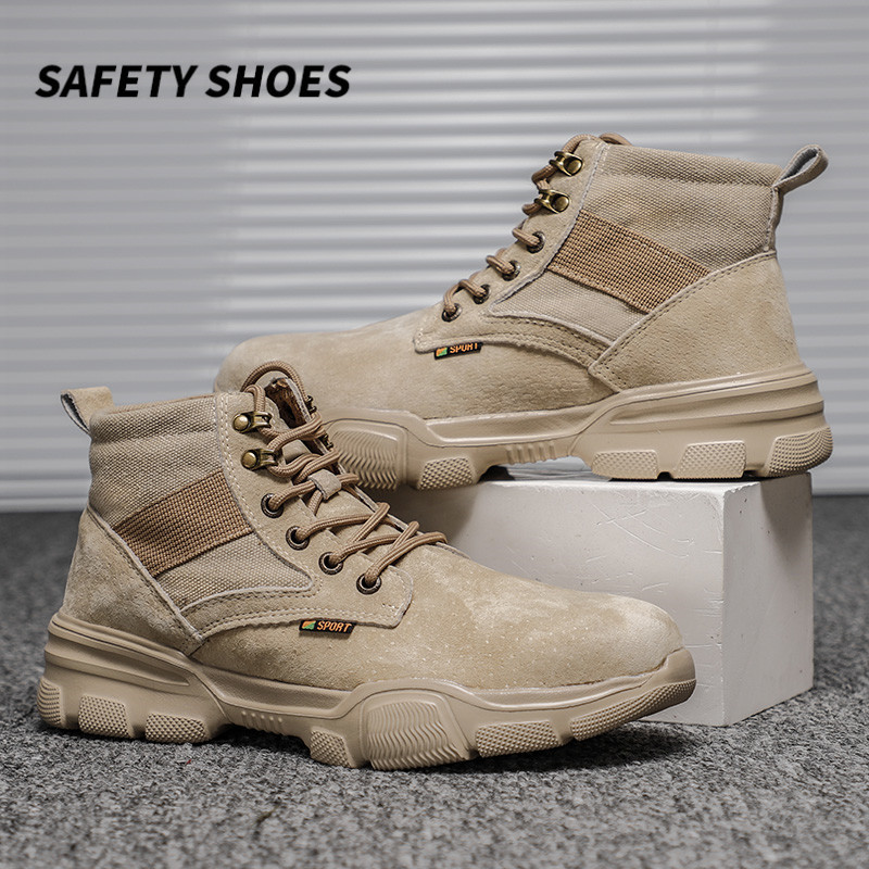 高帮劳保鞋男透气防滑钢包头防砸防刺穿工作鞋耐磨老保安全工地鞋