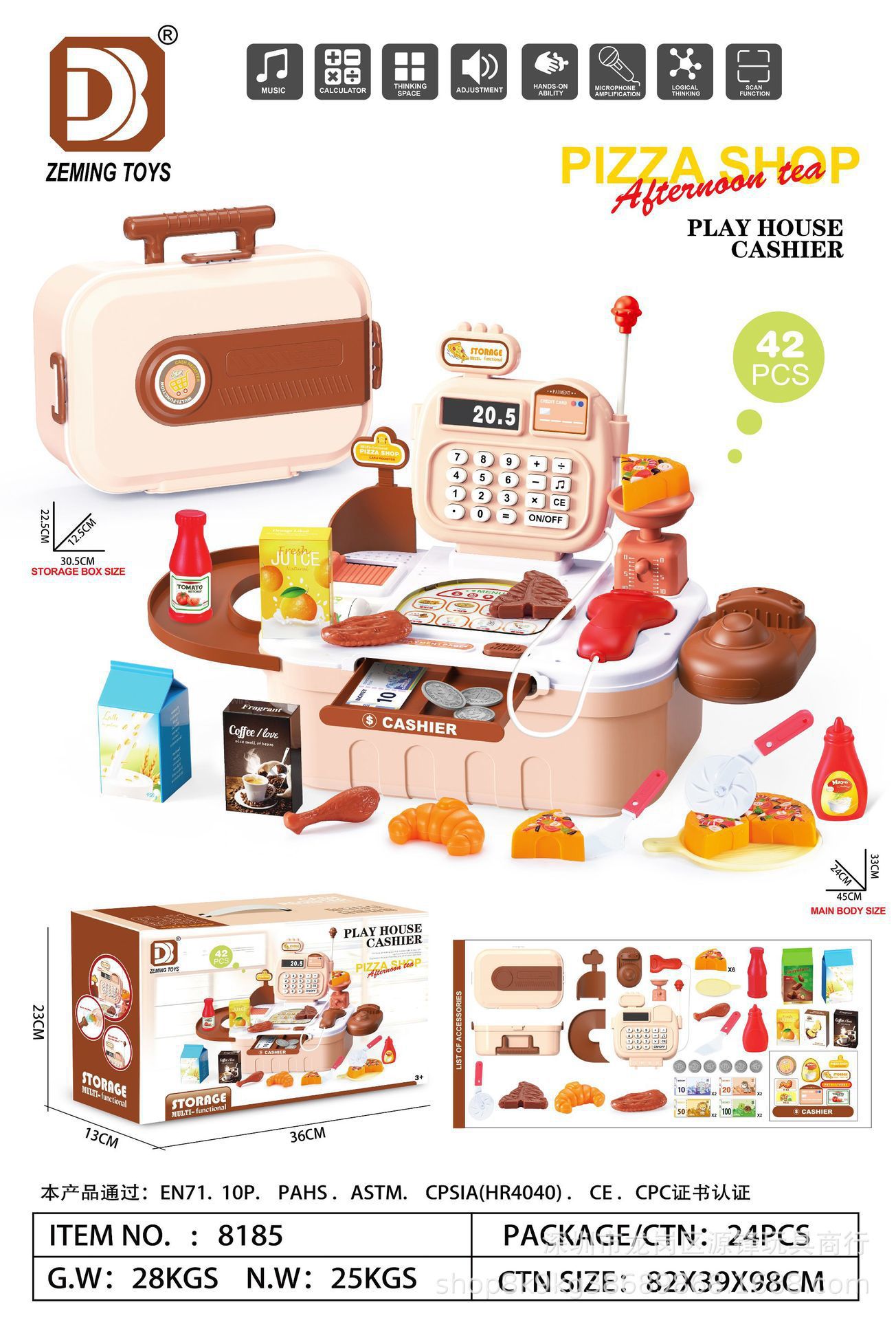 Simulación transfronteriza de supermercado infantil caja registradora de compras conjunto de escaneo de tarjeta deslizante calculador caja registradora juguetes caseros