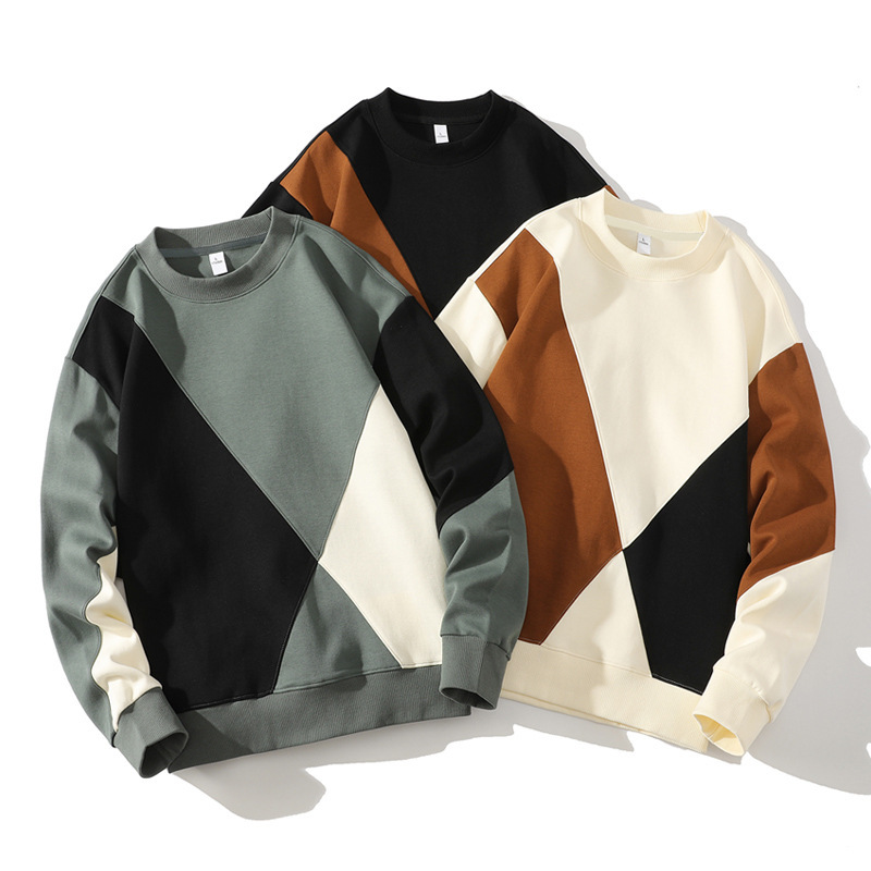 Color matching sweater men's spring and autumn fashion brand round neck top clothes loose long sleeve T-shirt Men's Light familiar inner sweater Color matching sweater men's spring and autumn fashion brand round neck top clothes loose long sleeve T-shirt Men's Light familiar inner sweater