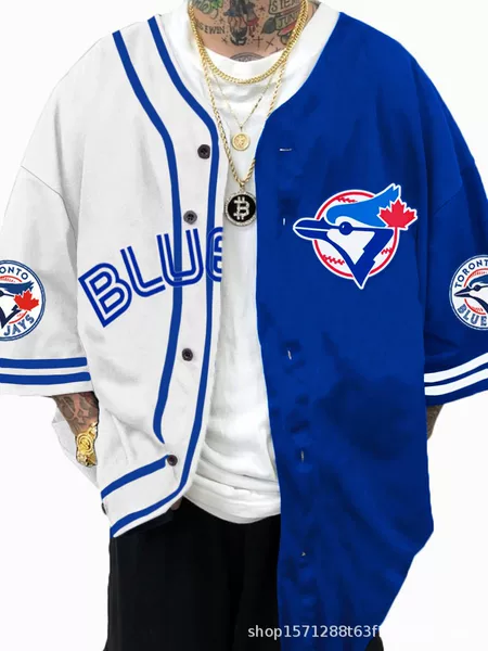 2026 Cross-Border American-Style Baseball Uniform Youth Sportswear Large Size V-Neck Short Sleeve Printed Foreign Trade Amazon Best-Selling Model