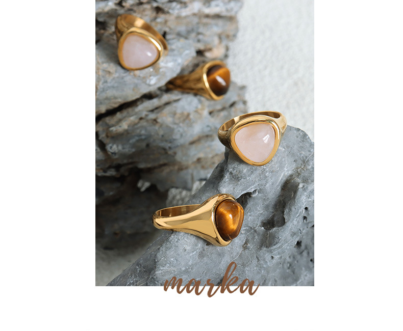 Tiger Eye Gemstone Ring Retro Light Luxury Titanium Steel Ring_voghion.com