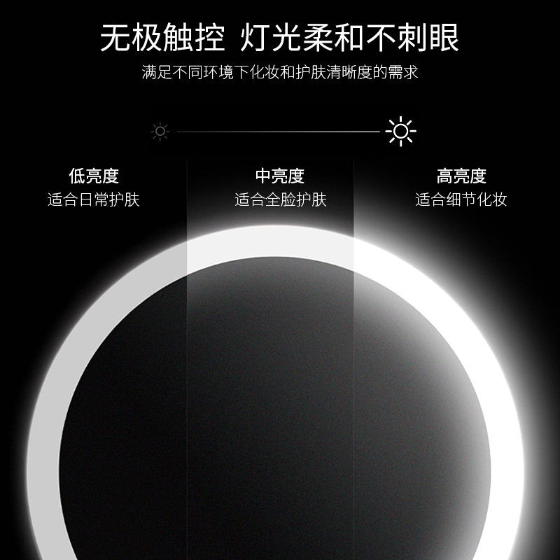 Espejo de maquillaje de baño sin golpes LED montado en la pared plegable retráctil espejo de tocador de doble cara con luz espejo de Baño de hotel