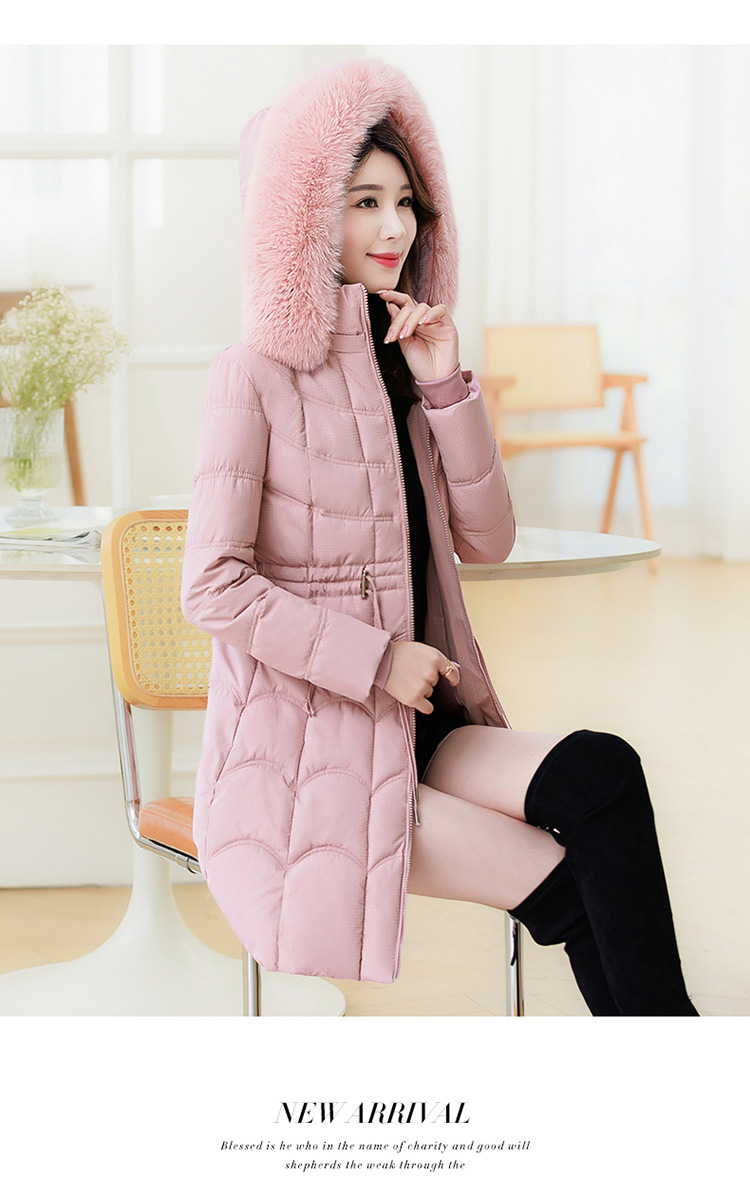 Women's Mid-length Down Jacket With Fur Collar Slim Fit Winter Coat_voghion.com