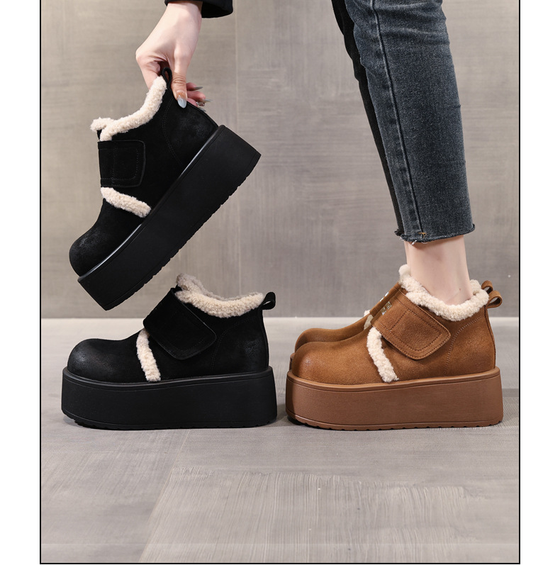 Giày boot nữ cổ cao tăng chiều cao đế dày lót nhung giữ ấm mùa đông — Màu đen chi tiết 20