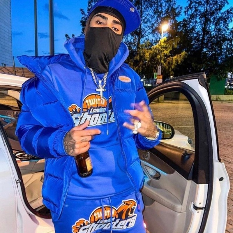 Trapstar Rainbow degradado carta cabeza de tigre bordado con capucha suéter pantalones largos deportes casual traje forrado de lana