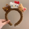 3#Three cats brown plush hairband