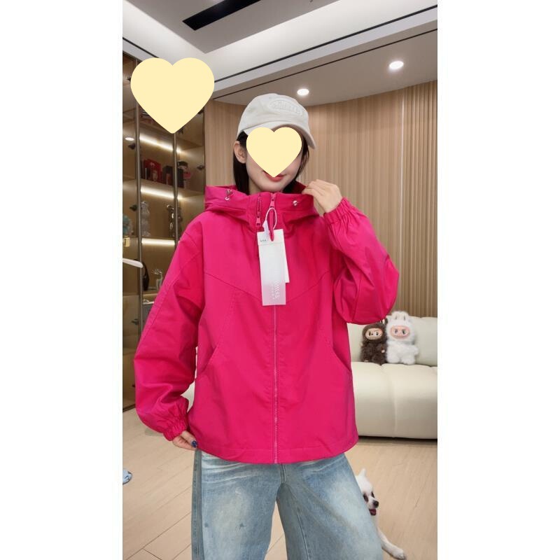 双拉链女款连帽春秋纯色短款休闲拼接防风韩版短外套高级感紫色|undefined