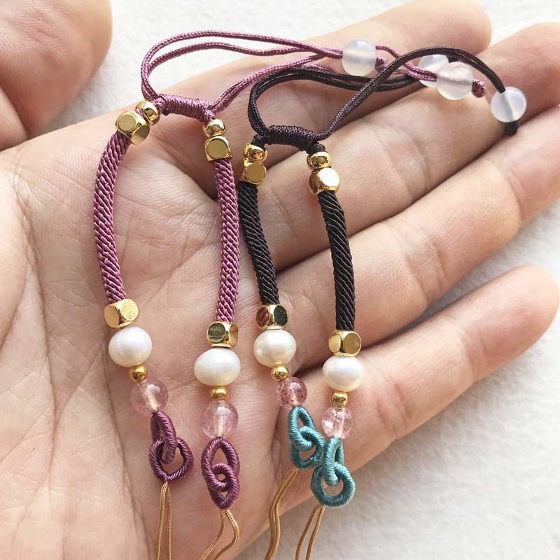 woven adjustable bracelet handmade pearl